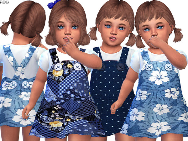 Sims 4 — 098-Denim Toddler Dress by Pinkzombiecupcakes — -Denim Toddler Dress with 9 designs. -Custom CAS thumbnail