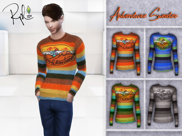 Sims 4 — M Striped Adventure Sweater by RobertaPLobo — :: 4 swatches. :: Adult, Teen, Young Adult and Elder (Male). ::
