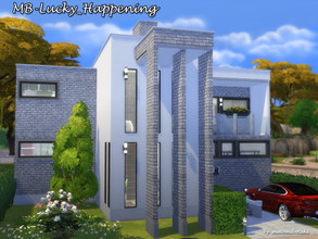 Sims 4 — MB-Lucky_Happening by matomibotaki — Modern family home with cube-style architecture. Details: Stylish entrance,