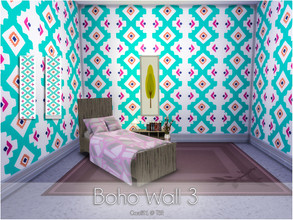 Sims 4 — Boho Wall 3 by Caroll912 — 2 version of the same wallpaper. First one is a patterned wallpaper, the second one