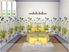 Sims 4 — Boho Wall 5 by Caroll912 — 3 recolors wallpaper. Boho flower design. 
