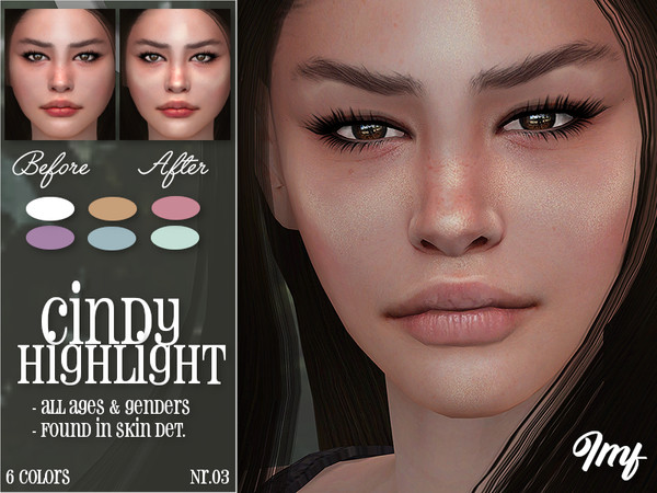 Sims 4 — IMF Cindy Highlight N.03 by IzzieMcFire — - Stand alone item with thumbnail - 6 colors - All ages and genders -