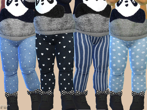 Sims 4 — PZC-101 Toddler Denim Jeans by Pinkzombiecupcakes — -4 designs and 16 swatches -unisex -CAS thumbnails