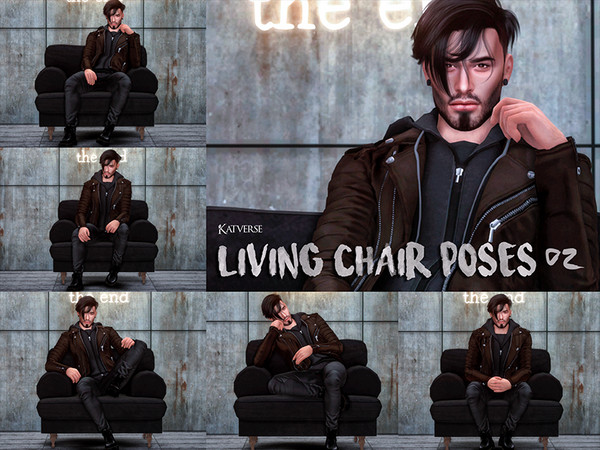 Sims 4 — Living Chair poses 02 by KatVerseCC — Men need some living chair poses too.. so I delivered. :) Although, I