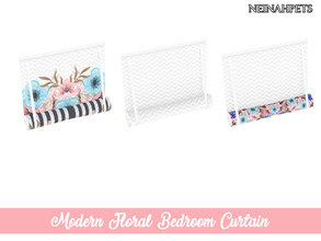 Sims 4 — Modern Floral Curtain by neinahpets — This curtain has 3 different variations - large floral, small floral