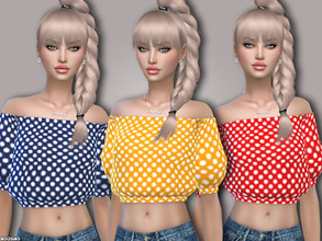 Sims 4 — Dotted Blouse ( Laundry Day Needed) by MSQSIMS — - Teen- Elder - 6 Colors - Requires Laundry Day - Custom