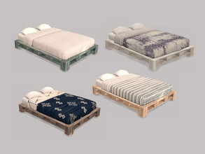 Sims 4 — Bedroom Mira - Bed Double by ung999 — Bedroom Mira - Bed Double Color Options : 4