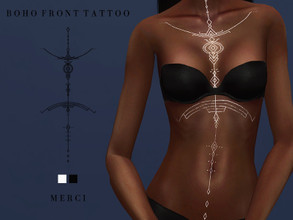 Sims 4 — Boho Front Tattoo by -Merci- — Tattoo in 2 Colours. HQ mod compatible. Unisex, teen-elder. Work with all