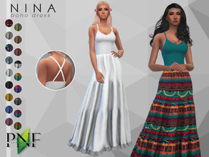 Sims 4 — NINA | boho dress by Plumbobs_n_Fries — New Mesh Boho Inspired Long Dress Female | Teen - Elders 18 Swatches | 4