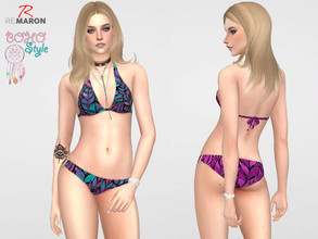Sims 4 — Boho Bikini SET for women by remaron — -Bikini Set -7 Swatches -Custom CAS thumbnail -Teen to elder age category