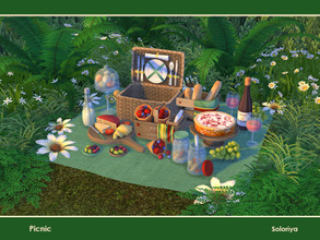 Sims 4 — Picnic by soloriya — Decorative set for your picnics, kitchens or dining rooms. Includes 15 objects, has 2 color