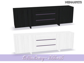Sims 4 — Dahlia Living - Sideboard by neinahpets — A black and white sideboard with purple insert accents.