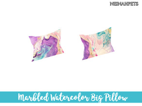Sims 4 — Marbled Watercolor Big Pillow by neinahpets — A beautiful pillow with liquid watercolor swirls in 2 color