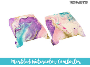Sims 4 — Marbled Watercolor Comforter by neinahpets — A comfortable blanket featuring beautiful marbled watercolor.