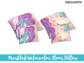 Sims 4 — Marbled Watercolor Floor Pillow by neinahpets — Large floor pillows with marbled watercolor colors.