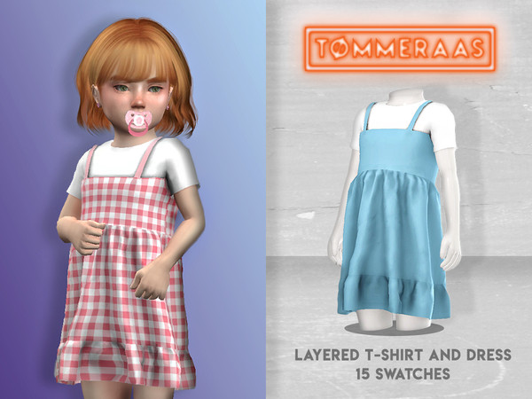 Sims 4 — Layered T-Shirt and Dress by TMMERAAS — - f toddler - custom thumbnails for each swatch - 15 swatches - new mesh