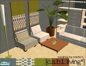 Sims 2 — CSBL Living Room by Lola — Cool, Contemparay Living Room In Sage, Teal, Cream With Leaf Patterned Fabrics. Based