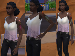 Sims 4 — Mermaid shoulder tattoo in 3 colors by yagna2211 — One file includes 3 colors in 2 versions for lighter and