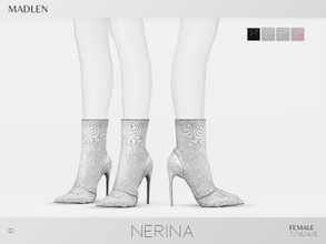 Sims 4 — Madlen Nerina Boots by MJ95 — The shimmering fabric and a pointed toe. Perfect for a night out on the town. Mesh