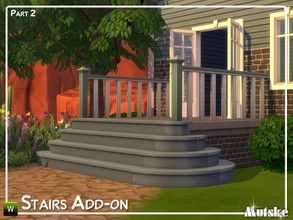 Sims 4 — Stairs Add-on Part 2 by Mutske — This set contains corner and rounds stairs, they match EA stairs but are not