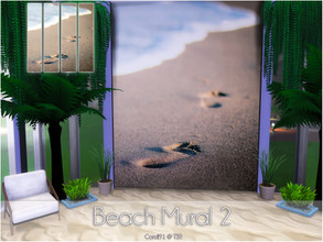 Sims 4 — Beach Mural 2 by Caroll912 — 4 tile beach themed mural. Recommended to use it over tall walls.