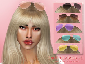 Sims 4 — EXOV Glasses V2 by Pralinesims — Glasses in 25 colors.