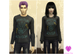 Sims 4 — Spiritual Advisor Shirt-SPA DAY REQUIRED by Simder_Talia — A black long sleeved t-shirt/sweatshirt with a