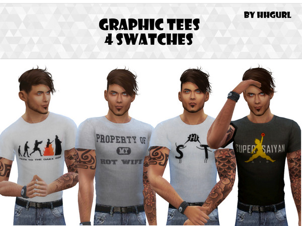 Sims 4 — Graphic Tees #1 by Hhgurl2 — Graphic T-shirts for Males Standalone Item 4 Swatches BG mesh