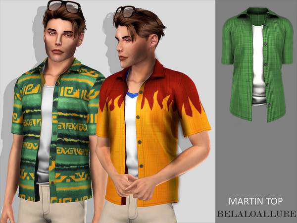 Sims 4 — Belaloallure_Martin top by belal19972 — open shirt with blouse underneath for your sims , enjoy :)