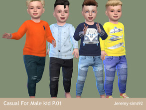 Sims 4 — Casual For Male Kids P.01 - Cats and Dogs needed by jeremy-sims92 — 4 swatches/ mesh by EA. - Full Body. Hairs