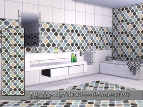 Sims 4 — MB-TrendyTile_RhombMosaicFull by matomibotaki — MB-TrendyTile_RhombMosaicFull, stylish tile wall with full