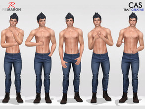 Sims 4 — Pose for men - CAS Pose - Set 5 by remaron — CAS Pose - CREATIVE TRAIT Only for CAS Poses are in one animation