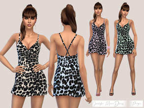 Sims 4 — Jungle MiniDress by Paogae — Leopard mini dress in six pastel colors, shoulder straps crossed on the back,