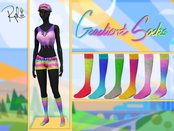 Sims 4 — Gradient Socks by RobertaPLobo — :: 6 swatches. :: Teen, Young Adult, Adult and Elder (Female and Male). ::