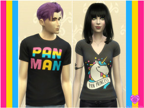 Sims 4 — Pan Pride T Shirt Set by Simder_Talia — Fun shirts for Pride Month or any day of the year. 1 Swatch. Non-gender