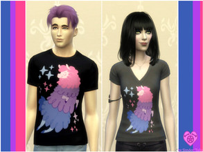 Sims 4 — Bi Pride Llama T Shirt Set by Simder_Talia — Fun shirts for Pride Month or any day of the year. 1 Swatch each.