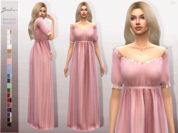 Sims 4 — Beatrice by Sifix2 — - New mesh - Base game compatible - Custom thumbnail - 20 colors Thanks to all the CC