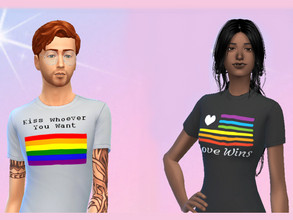 Sims 4 — [smile] LGBT T-Shirt Set by HeyitsSmile — A set of 8 pro-lgbt t-shirts with cute logos and phrases. //had