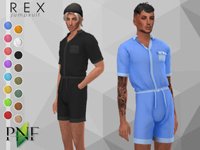 Sims 4 — REX | jumpsuit by Plumbobs_n_Fries — New Mesh Short Jumpsuit for Men Male | Teen - Elders Hot Weather Enabled 16