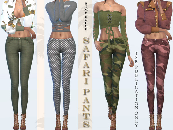 Sims 4 — Safari pants by Sims_House — Safari pants 21 color options. Some colors coincide in style with a Safari blouse