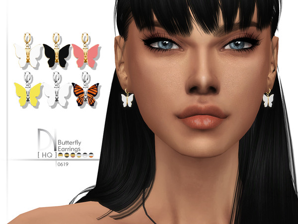 Sims 4 — Butterfly Earrings by DarkNighTt — Butterfly Earrings Have 6 colors. HQ mod compatible. Hope you enjoy!