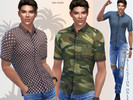 Sims 4 — Safari men's shirt by Sims_House — Safari men's shirt 17 different color options. Camouflage, polka-dot,