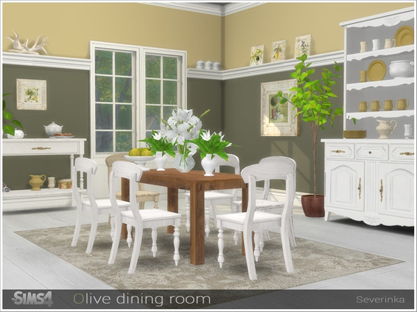 Sims 4 — Olive dining room by Severinka_ — A set of furniture and decor for the decoration of the dining room in the