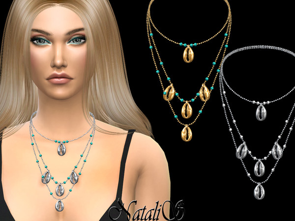 Sims 4 — NataliS_Shell layered necklace by Natalis — Shell layered necklace. FT-FA-FE 4 colors