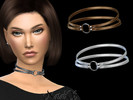 Sims 4 — NataliS_Double leather choker by Natalis — Double leather choker with a ring. FT-FA-FE 4 colors. 