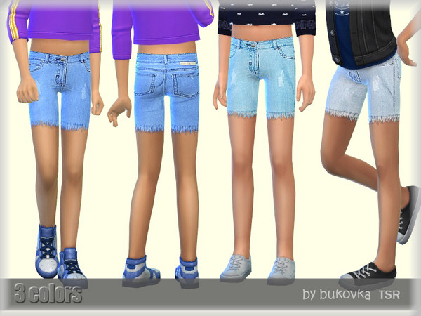 Sims 4 — Short Denim (child) by bukovka — Denim shorts for children of both sexes. Installed offline, suitable for base