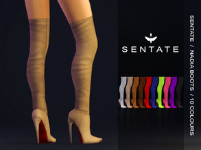 Sims 4 — Nadia Boots by Sentate — A chic pair of over the knee suede boots. Comes in 10 colours. POLICY