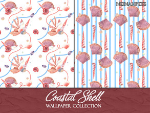 Sims 4 — Coastal Shell Wallpaper Collection by neinahpets — A beautiful beach theme wallpaper set featuring shells and
