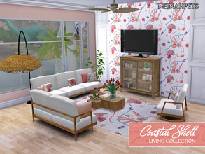 Sims 4 — Coastal Shell Living Collection {Meshes Required} by neinahpets — A beautiful living room collection featuring a