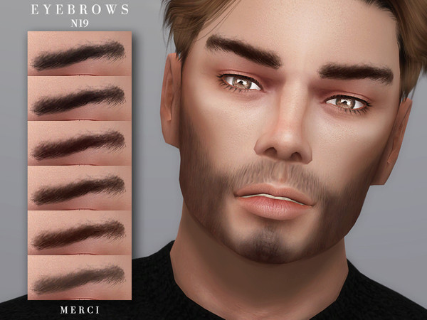 Sims 4 — Eyebrows N19 by -Merci- — Eyebrows in 10 Colours. HQ mod compatible. For male, teen-elder. Have Fun!